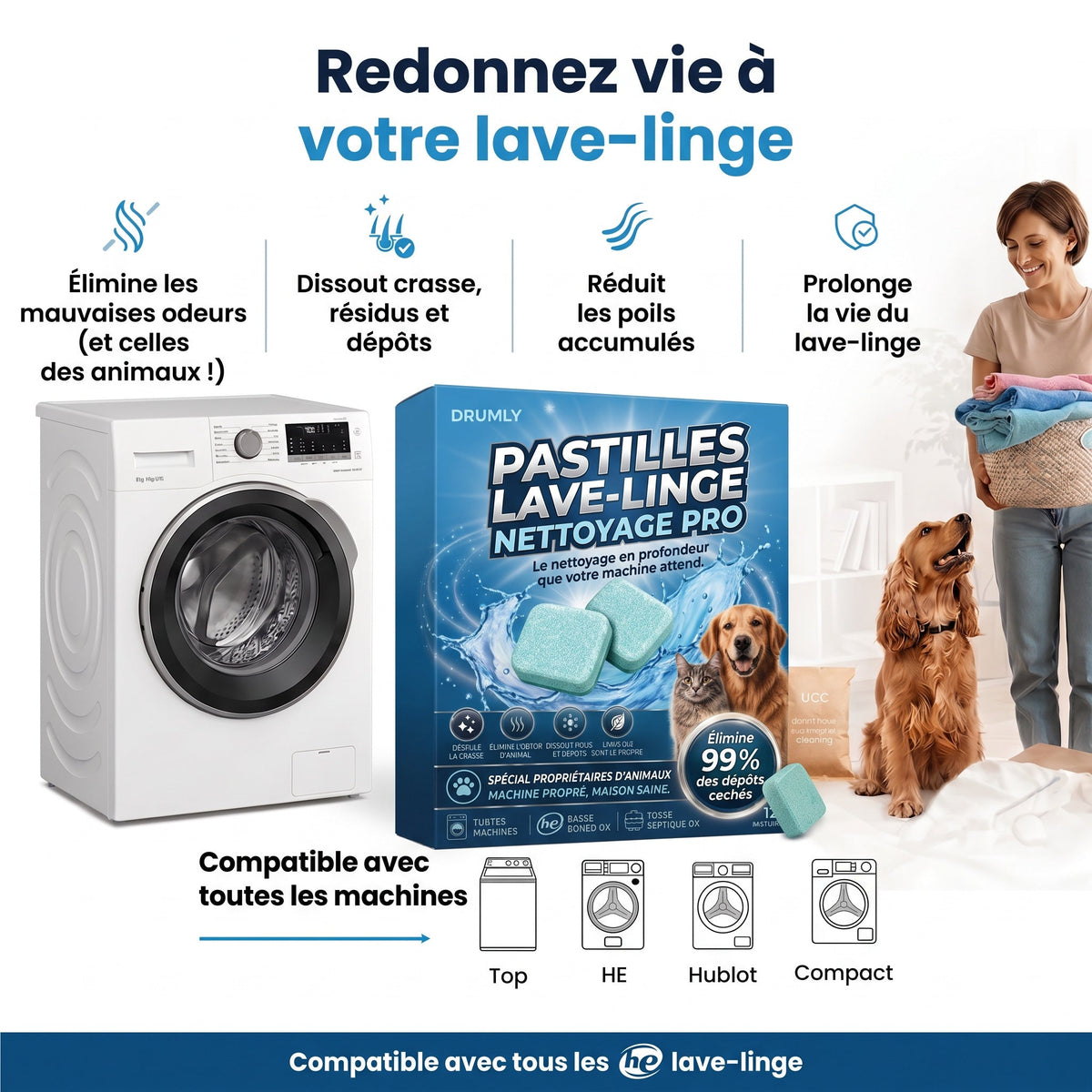 Pastilles lave-linge Drumly